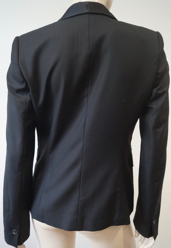 JOSEPH Black Wool LARA SMOKING Sheen Lapel Formal Lined Blazer Jacket 40 UK12