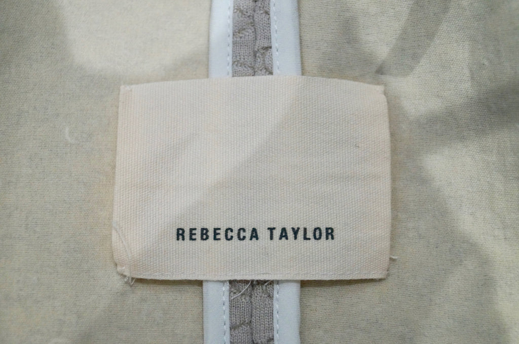 REBECCA TAYLOR Pale Pink Textured Fabric Body Cream Lace Sleeve Bomber Jacket M