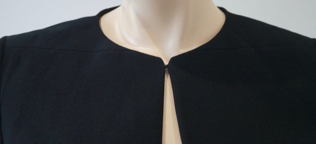 CARVEN Black Round Neck Cropped Front Long Sleeve Formal Blazer Jacket FR38 UK10