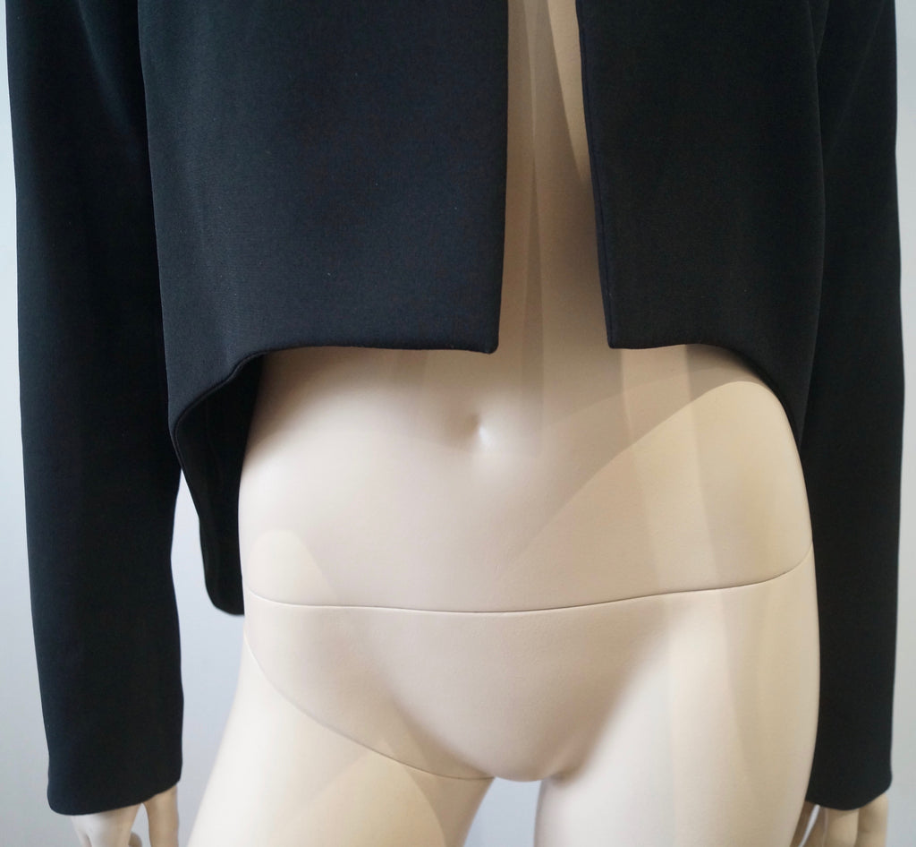 CARVEN Black Round Neck Cropped Front Long Sleeve Formal Blazer Jacket FR38 UK10