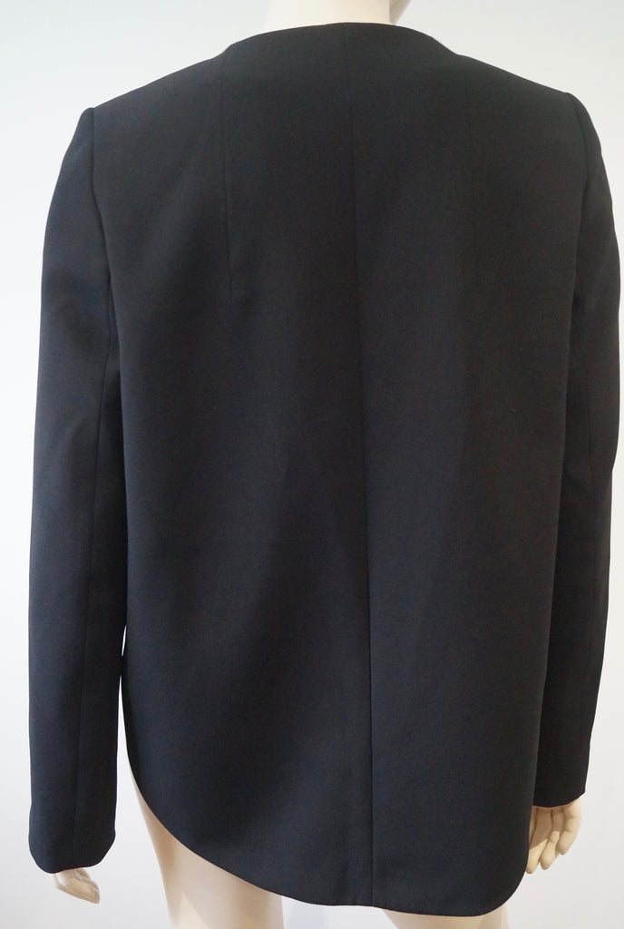 CARVEN Black Round Neck Cropped Front Long Sleeve Formal Blazer Jacket FR38 UK10