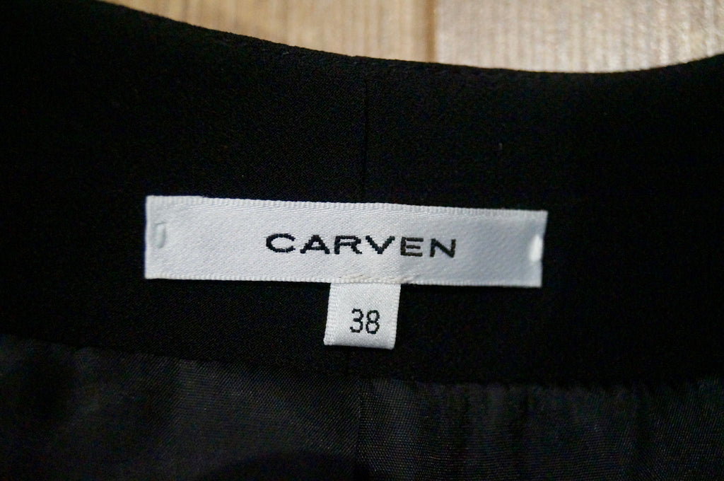 CARVEN Black Round Neck Cropped Front Long Sleeve Formal Blazer Jacket FR38 UK10