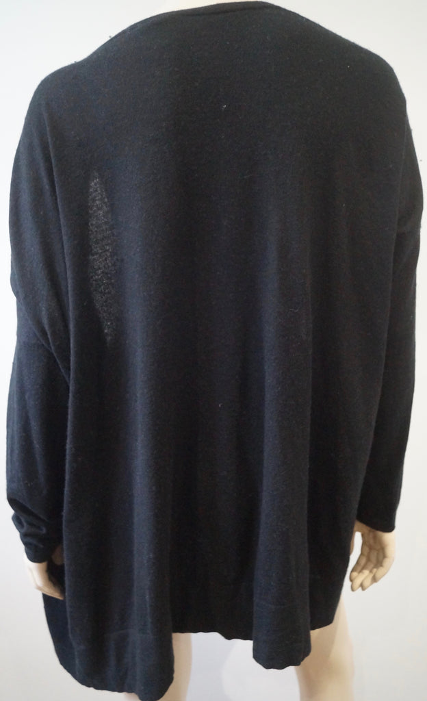 SNOBBY SHEEP Women's Black Silk & Cashmere Knitted Open Front Cardigan IT46 UK14