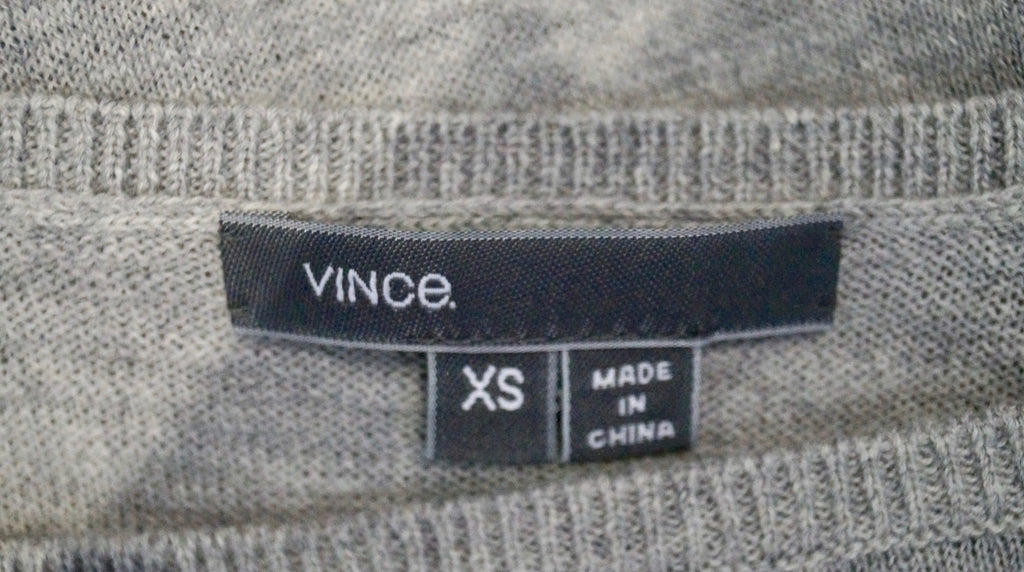 VINCE Pale Grey 100% Cotton Black & White Long Sleeve Jumper Sweater Top XS