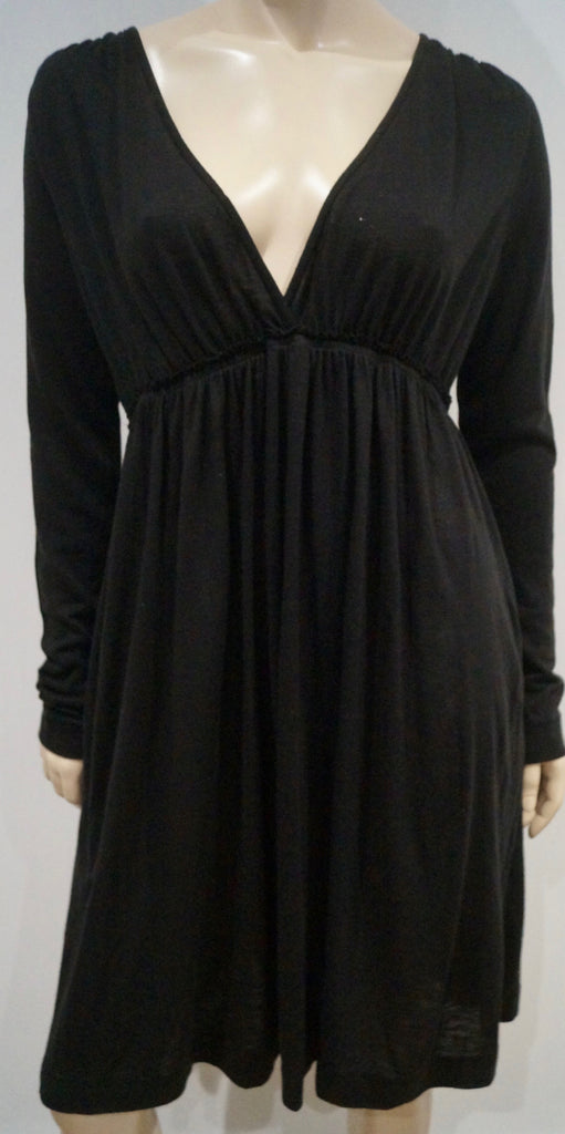 BY MALENE BIRGER Black NALIAL Wool Blend V Neck Long Sleeve Pleated Dress M