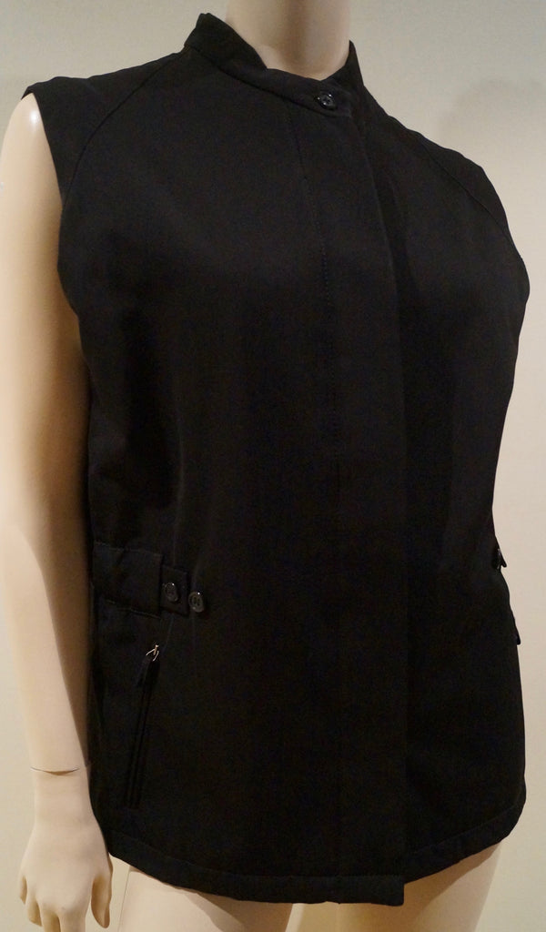 BURBERRY LONDON Black Wool Blend Collarless Sleeveless Waistcoat Gillet Jacket M