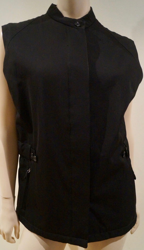 BURBERRY LONDON Black Wool Blend Collarless Sleeveless Waistcoat Gillet Jacket M