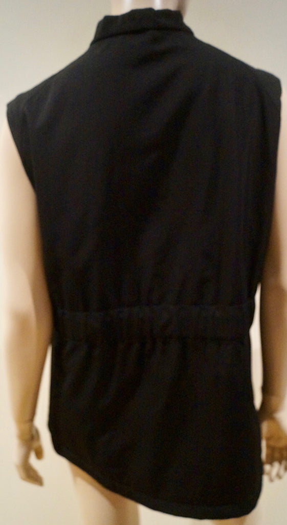 BURBERRY LONDON Black Wool Blend Collarless Sleeveless Waistcoat Gillet Jacket M