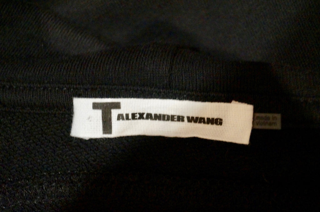 T ALEXANDER WANG Black Sleeveless Leather Detail Sleeveless Hoodie Sweater Top S