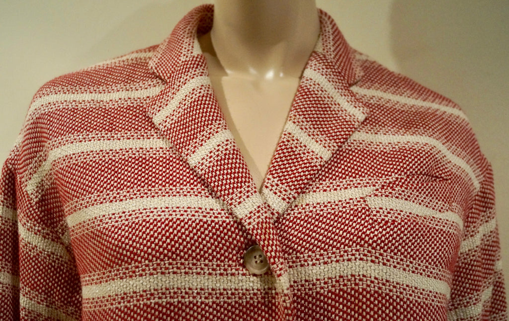 PAUL & JOE SISTER Red White Cotton Blend Striped Casual Blazer Jacket FR36 UK8
