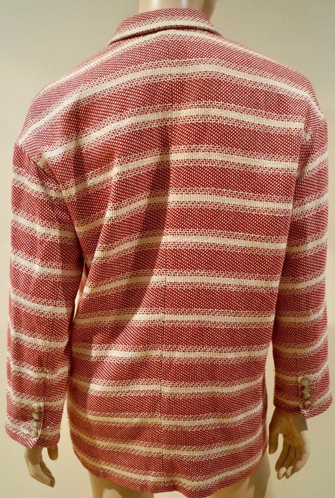 PAUL & JOE SISTER Red White Cotton Blend Striped Casual Blazer Jacket FR36 UK8
