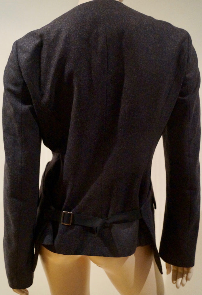 VIONNET PARIS Charcoal Grey Wool Double Breasted Formal Fitted Blazer Jacket 12