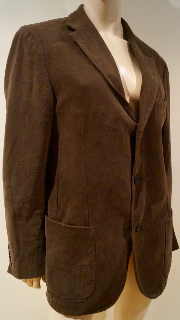 ERMENEGILDO ZEGNA Men's Brown Cotton Single Breasted Casual Blazer Jacket 52R