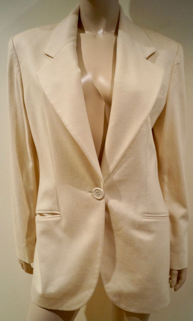 MICHAEL KORS COLLECTION Cream Wool & Cashmere Formal Blazer Jacket 10 UK14