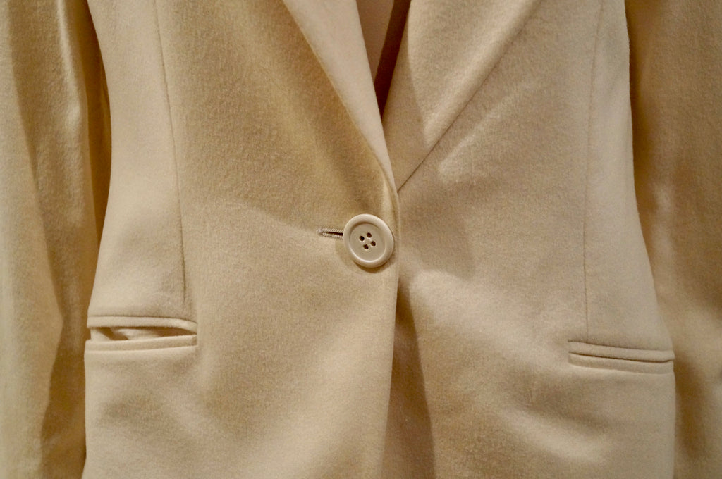 MICHAEL KORS COLLECTION Cream Wool & Cashmere Formal Blazer Jacket 10 UK14