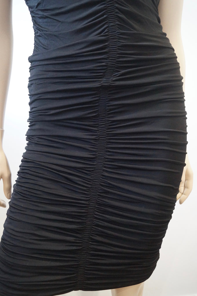 MR CAT By ISABEL DE PEDRO Black Plunge V Neck LBD Wiggle Bodycon Evening Dress