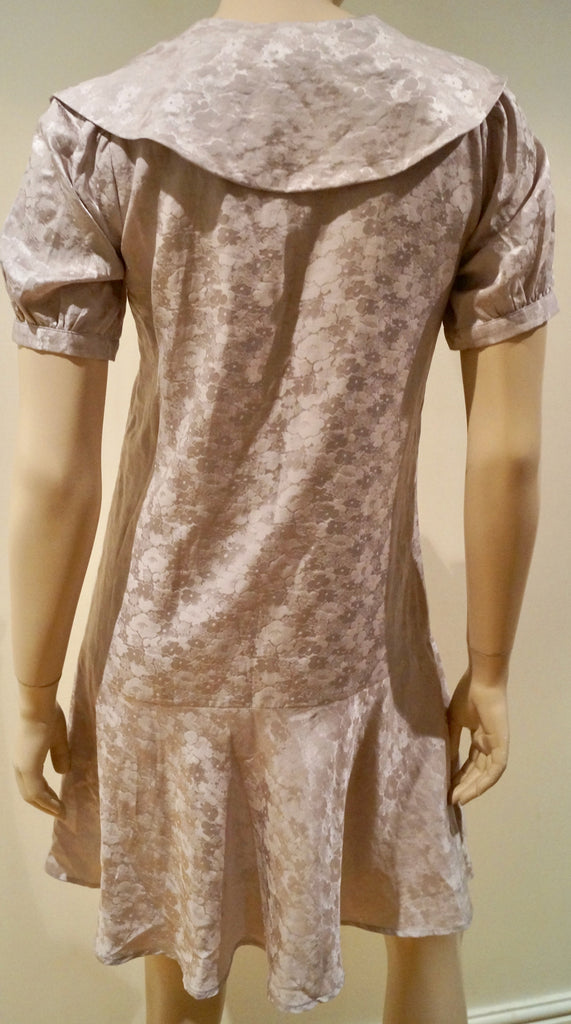 PAUL & JOE SISTER Pale Pink Floral Sheen Silk Cotton Tie Neck Dress 38 UK10 BNWT