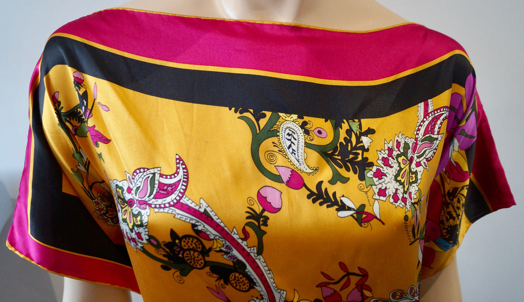 AMOUR DE PIN'UP Multi Colour Silk Oriental Print Short Sleeve Belted Mini Dress