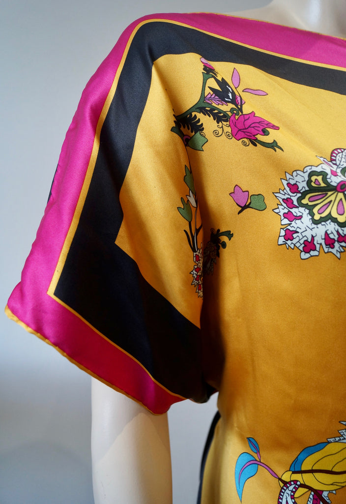 AMOUR DE PIN'UP Multi Colour Silk Oriental Print Short Sleeve Belted Mini Dress