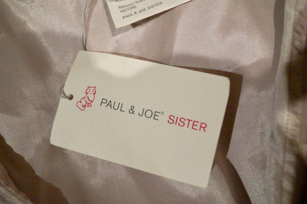 PAUL & JOE SISTER Pale Pink Floral Sheen Silk Cotton Tie Neck Dress 38 UK10 BNWT