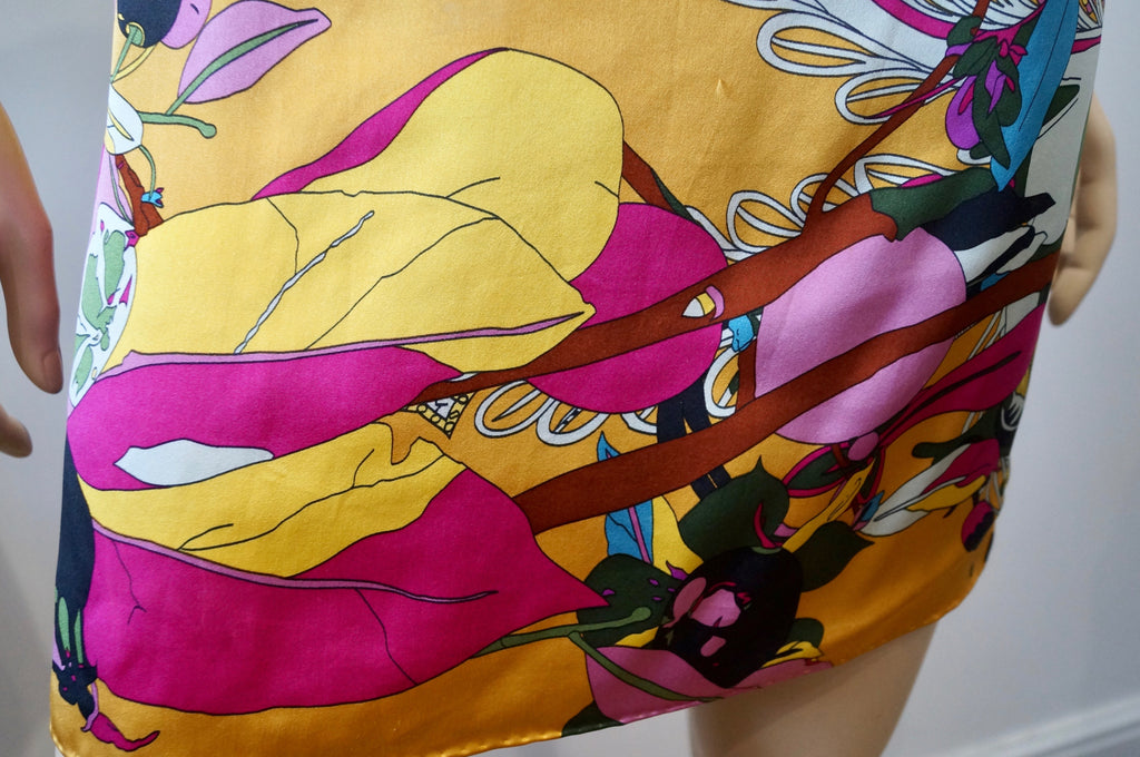 AMOUR DE PIN'UP Multi Colour Silk Oriental Print Short Sleeve Belted Mini Dress