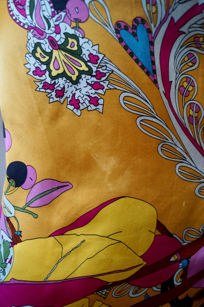 AMOUR DE PIN'UP Multi Colour Silk Oriental Print Short Sleeve Belted Mini Dress