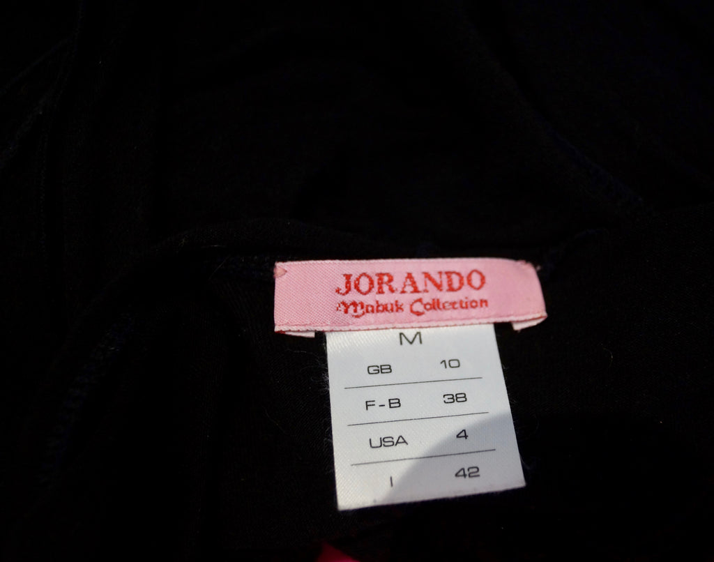 JORANDO Black Plunge V Neckline Silver Sequin Sleeveless Tie Waist Evening Top M