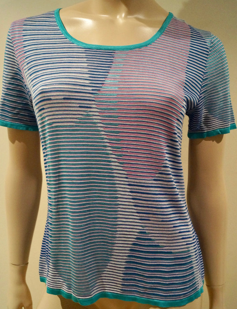 MISSONI SPORT Women's Multi-Colour Geometric Striped 2PC Top & Cardigan 48 UK16