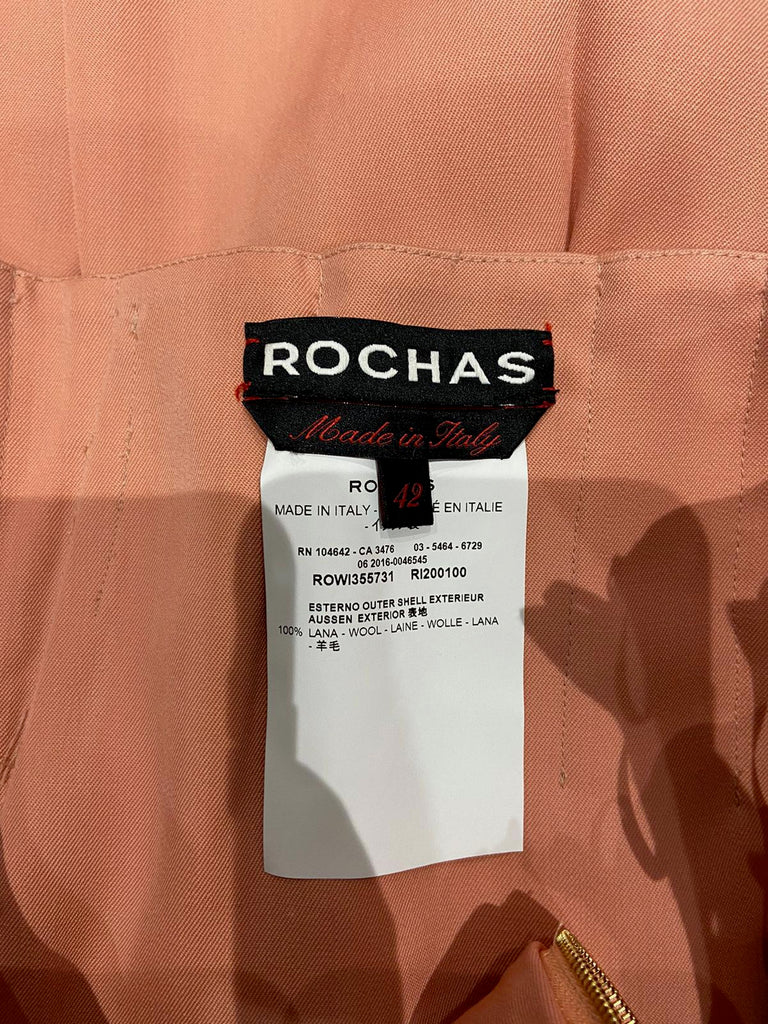 ROCHAS Salmon Pink 100% Wool Pleated Long Length Maxi Skirt IT42 UK10