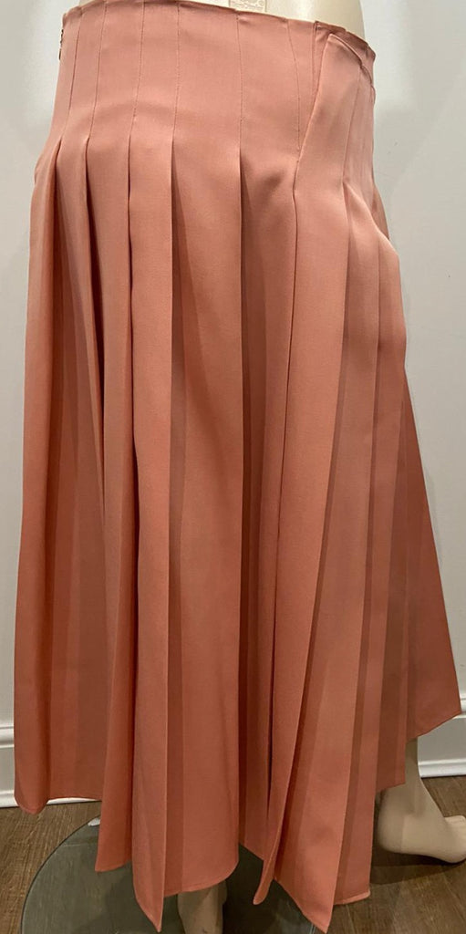 ROCHAS Salmon Pink 100% Wool Pleated Long Length Maxi Skirt IT42 UK10