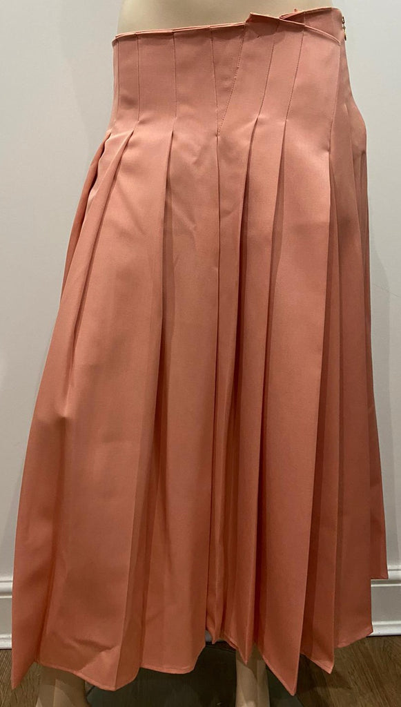 ROCHAS Salmon Pink 100% Wool Pleated Long Length Maxi Skirt IT42 UK10