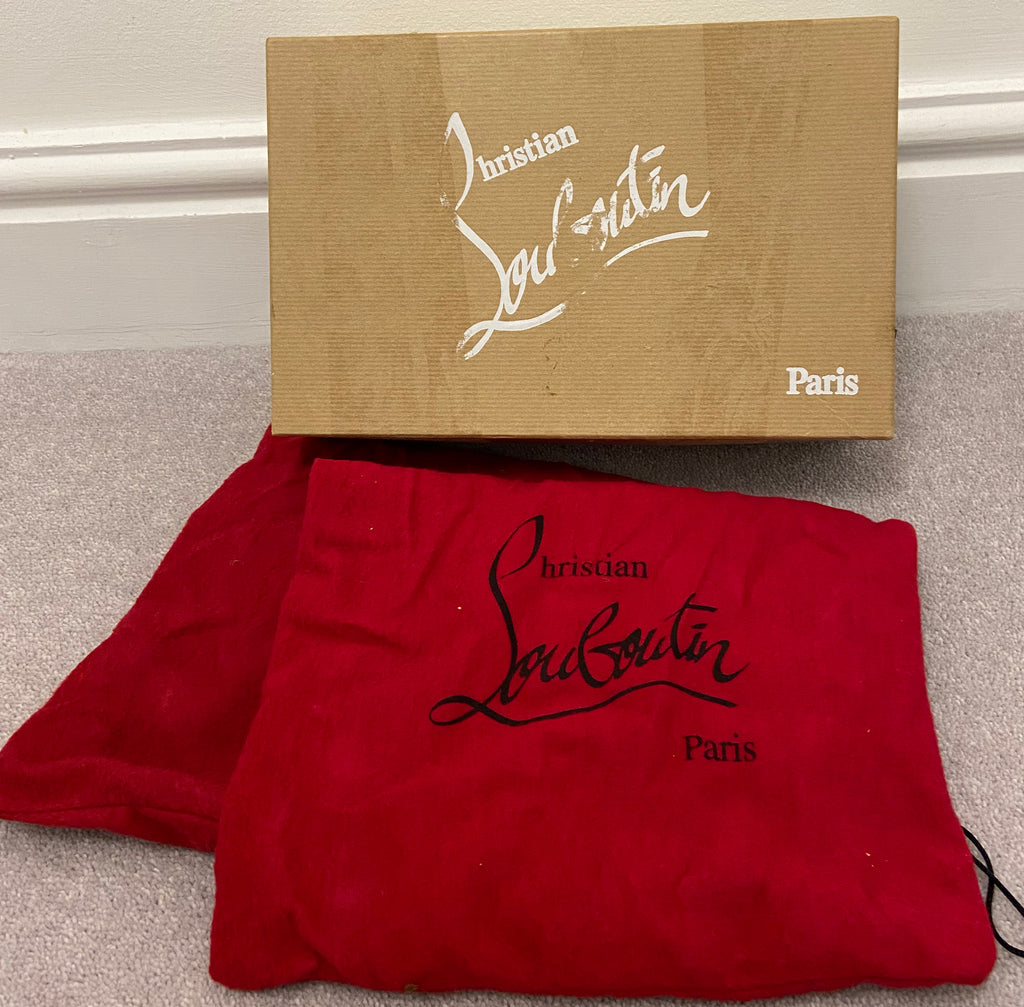 CHRISTIAN LOUBOUTIN Black Leather Cutout Peep Toe Slingback Sandals Shoes UK6 39