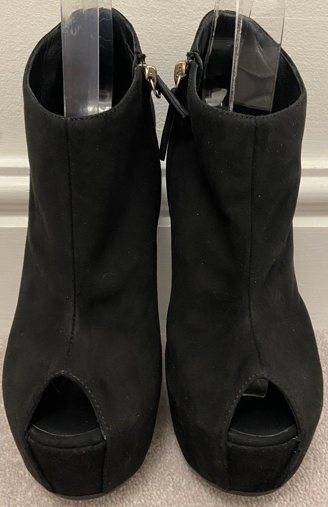 GIUSEPPE ZANOTTI Black Suede Sculpted Platform Ankle Boots UK6 39 NEW IN BOX!