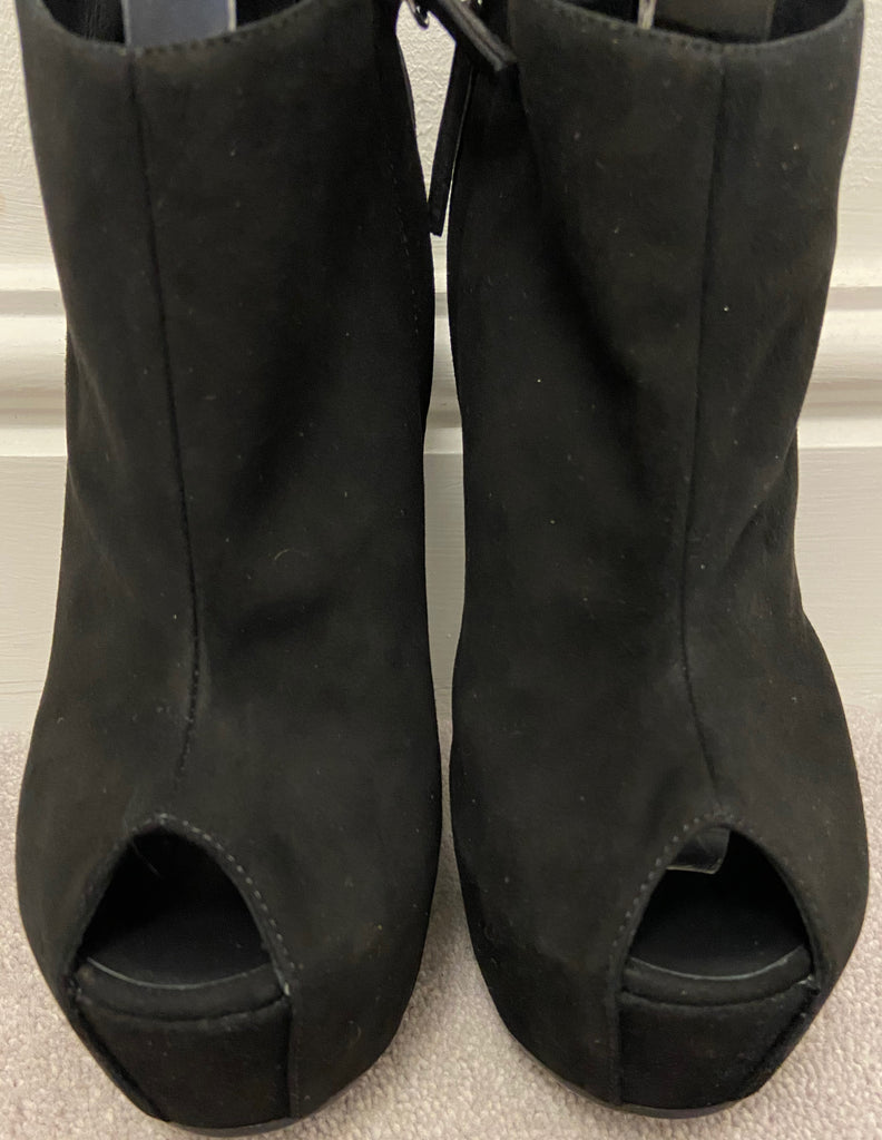 GIUSEPPE ZANOTTI Black Suede Sculpted Platform Ankle Boots UK6 39 NEW IN BOX!