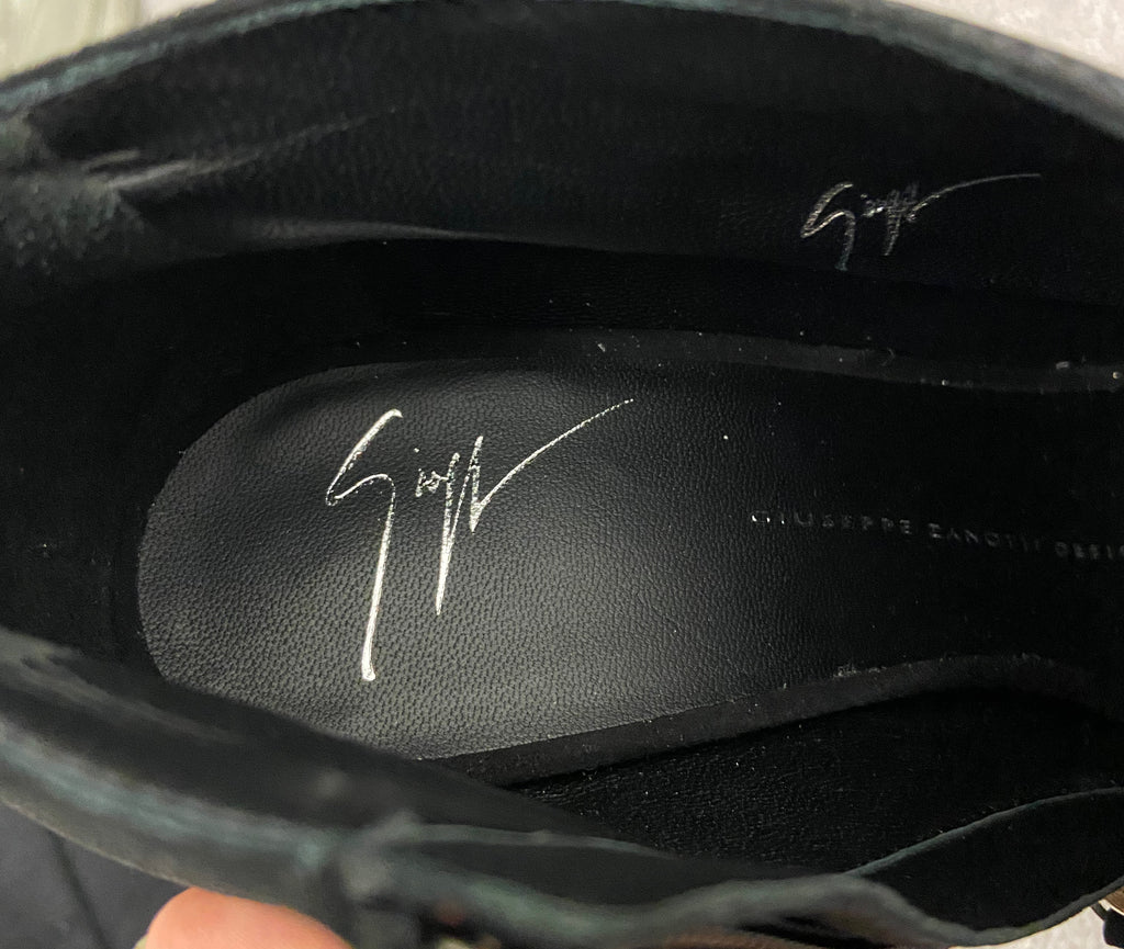 GIUSEPPE ZANOTTI Black Suede Sculpted Platform Ankle Boots UK6 39 NEW IN BOX!