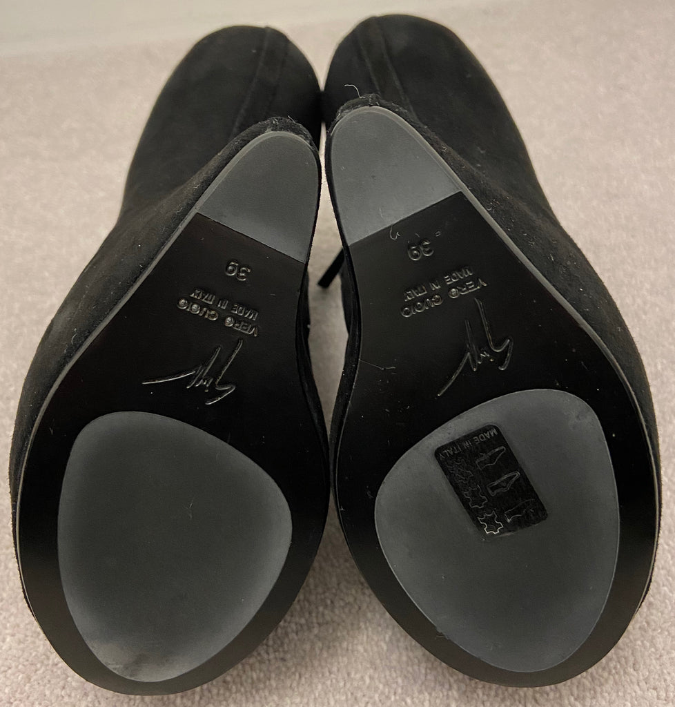 GIUSEPPE ZANOTTI Black Suede Sculpted Platform Ankle Boots UK6 39 NEW IN BOX!