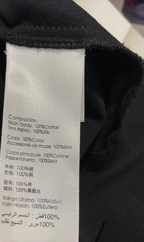 3.1 PHILLIP LIM Black Cotton Silk Short Sleeve Split Side Sheer Hemline Dress M