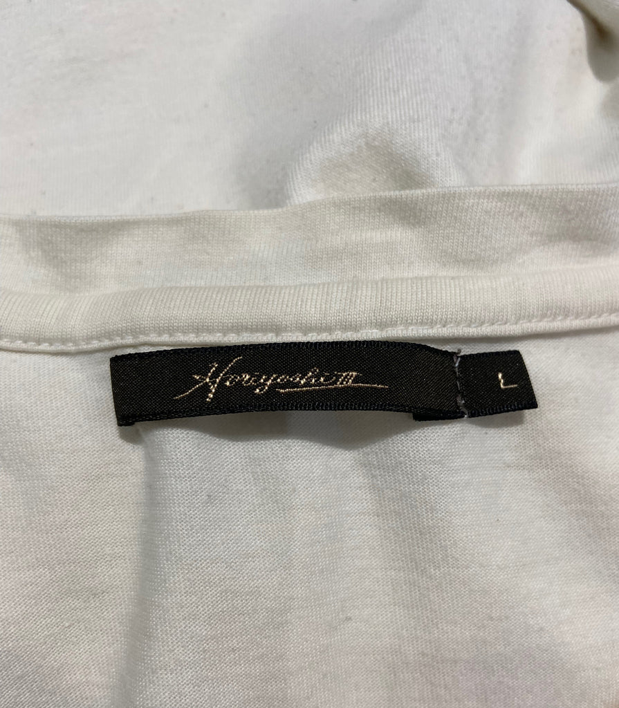 HORIYOSHI LII Cream & Grey 100% Cotton Bird Printed V Neck Short Sleeve T-Shirt