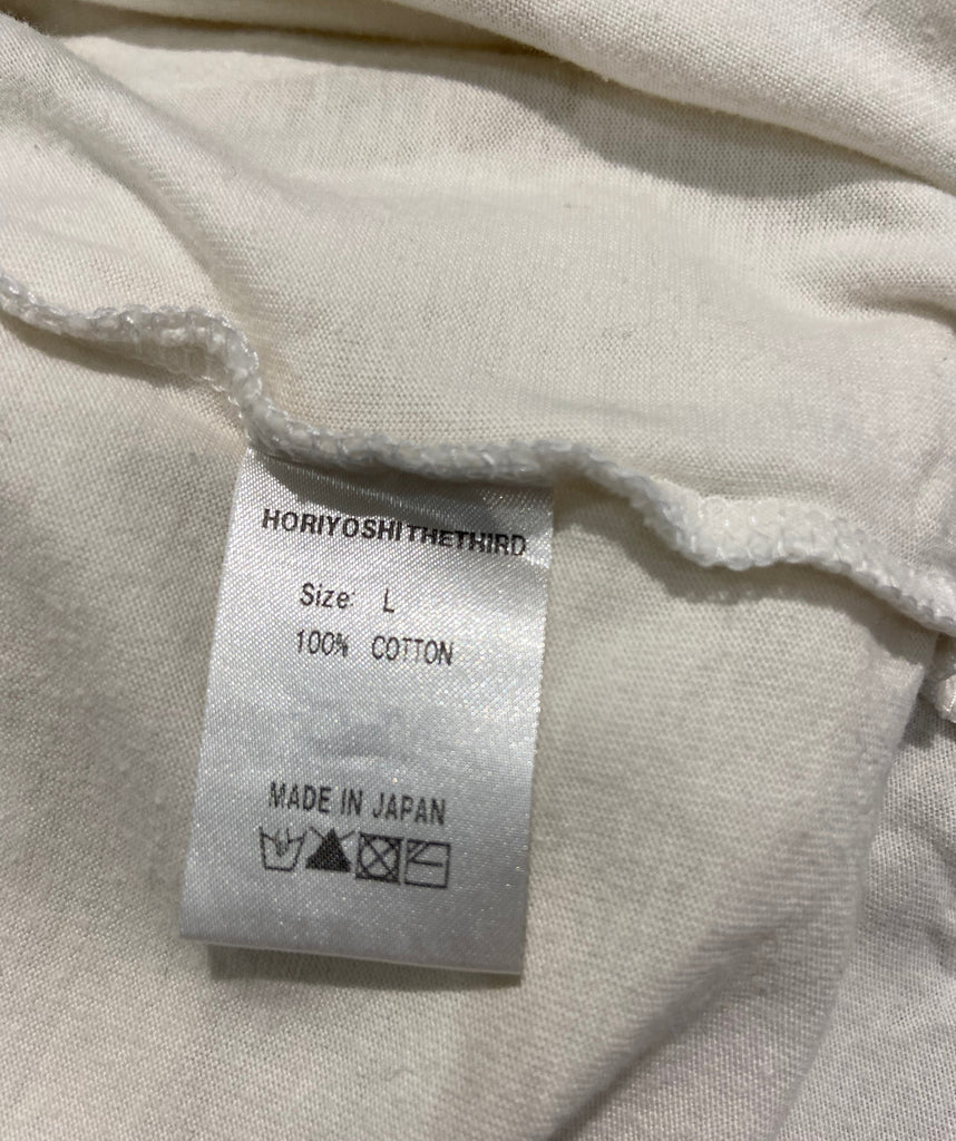 HORIYOSHI LII Cream & Grey 100% Cotton Bird Printed V Neck Short Sleeve T-Shirt