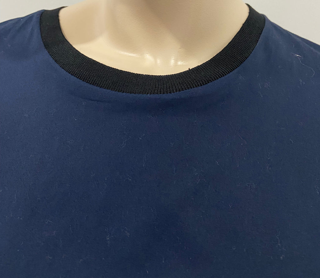 3.1 PHILLIP LIM Navy Blue Cotton Blend Crewneck Short Sleeve Blouse Top 4 UK8