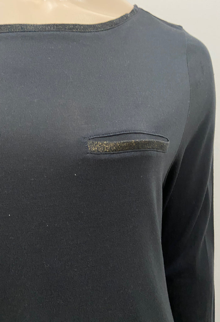 ESSENTIEL ANTWEP Midnight Blue Jerseywear Round Neck Long Sleeve T-Shirt Top 3 L