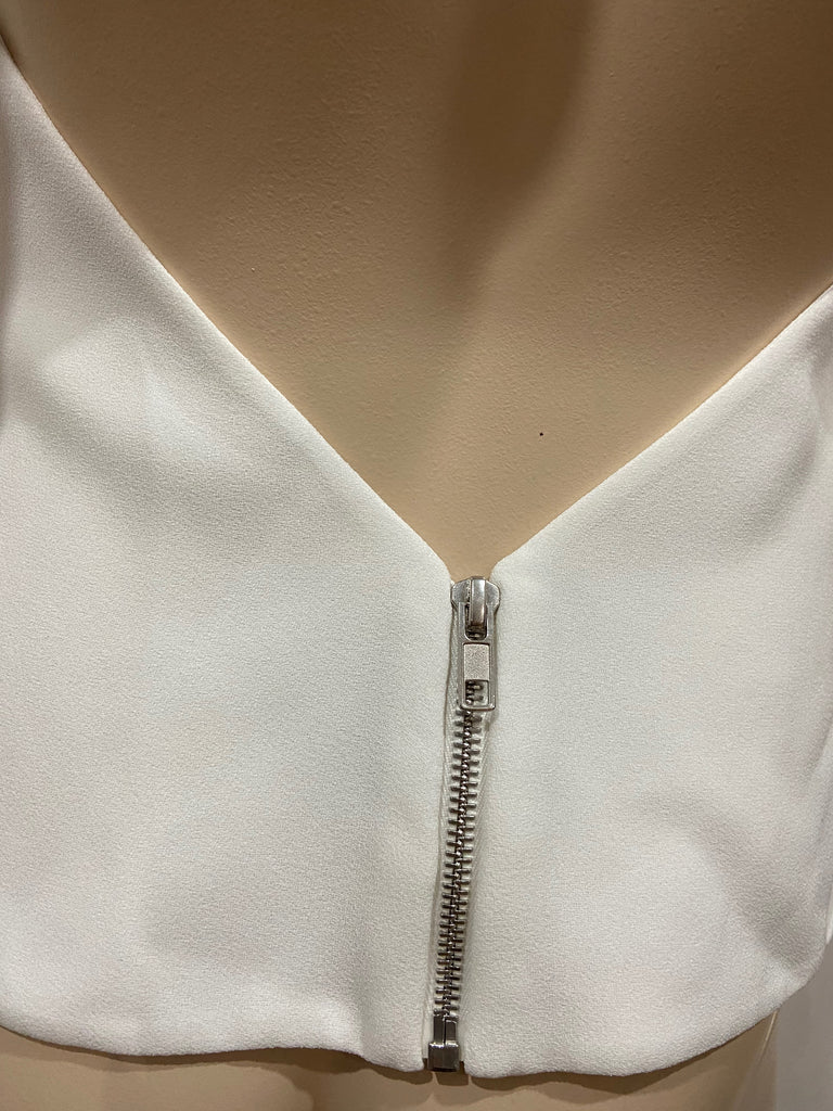 GARETH PUGH White Halter Plunge V Neck Neck Backless Sleeveless Top 42 UK10 BNWT