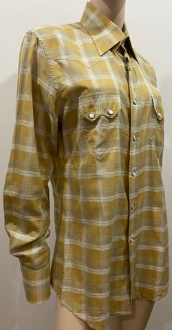 RALPH LAUREN Mens Green Cream Check Cotton Wool Classic Fit  Long Sleeve Shirt 6