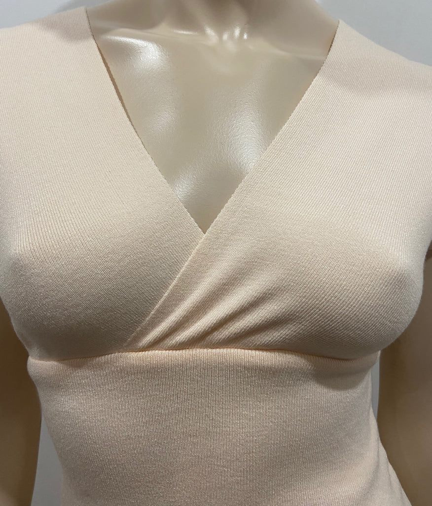 IOANNA KOURBELA Pale Baby Pink V Neck Short Cap Sleeve Jumper Sweater Top S