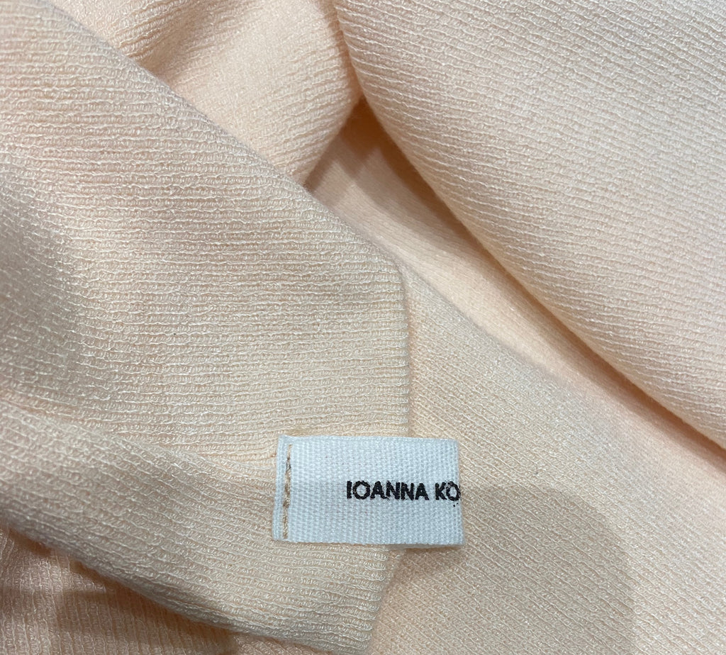 IOANNA KOURBELA Pale Baby Pink V Neck Short Cap Sleeve Jumper Sweater Top S