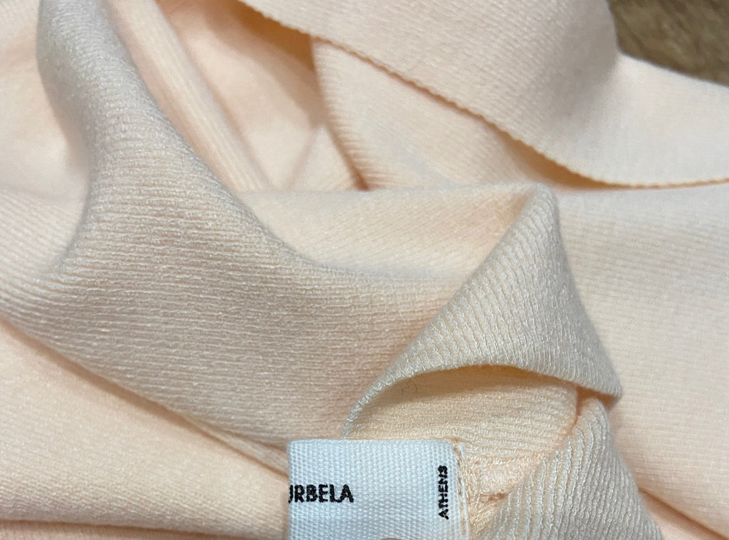 IOANNA KOURBELA Pale Baby Pink V Neck Short Cap Sleeve Jumper Sweater Top S