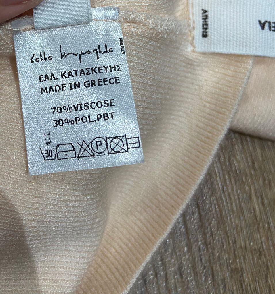 IOANNA KOURBELA Pale Baby Pink V Neck Short Cap Sleeve Jumper Sweater Top S