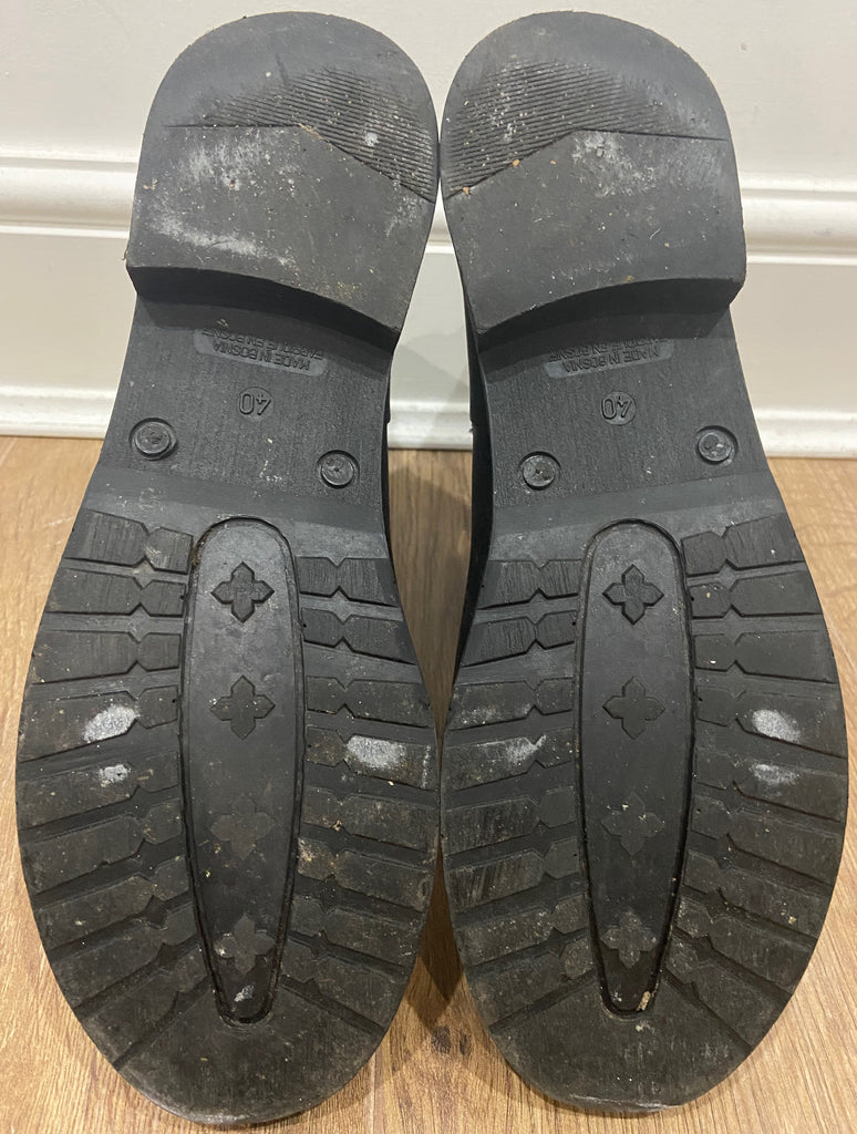 DIESEL Women's Black Rubber Stud Detail Branded Buckle Detail Ankle Boots 40 UK7