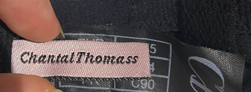 CHANTAL THOMASS Black Velvet & Winter White Satin Underwire Balconette Bra 34C