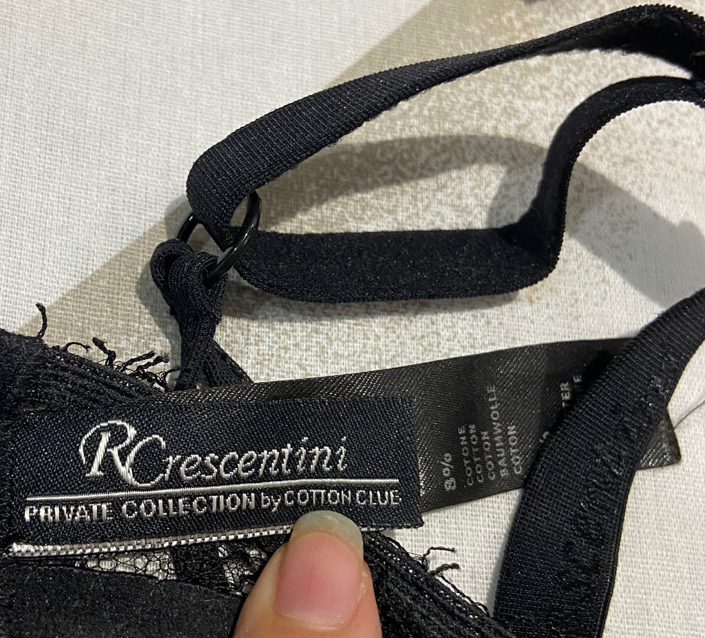 RCRESCENTINI PRIVATE COLLECTION COTTON CLUB Black Lace Animal Print Bra 36 B